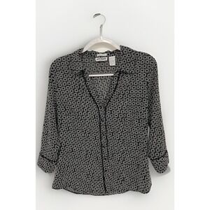 Unique Spectrum Printed Collared‎ Button-Down Blouse S-Large Classy Professional